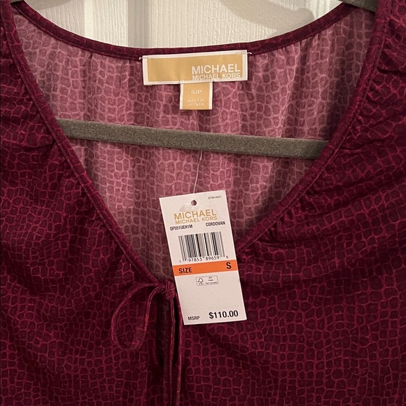 Michael Kors Animal Print Deep Burgundy Blouse - NWT - Picture 2 of 4